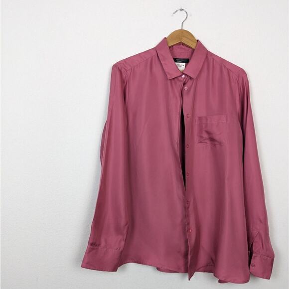 Weekend MaxMara 100% Silk Pink Utility Button Down Shirt - Picture 3 of 5